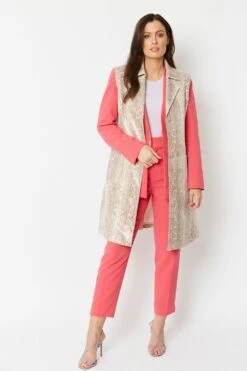 JAYLEY Cream Snake Print Faux Suede Waistcoat -Deals Plain Midis Store jayley cream snake print faux suede waistcoat p6528 71560 image