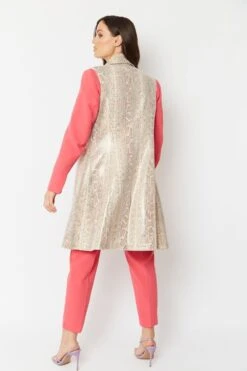 JAYLEY Cream Snake Print Faux Suede Waistcoat -Deals Plain Midis Store jayley cream snake print faux suede waistcoat p6528 71563 image