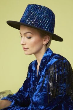 JAYLEY Dark Blue Sequin Jackson Top Hat