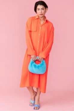 JAYLEY Faux Fur Charlotte Bag In Blue