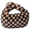 JAYLEY Faux Fur Checkered Light Brown Bag