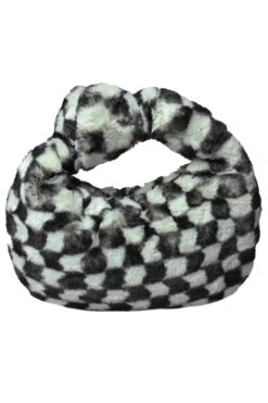 JAYLEY Faux Fur Checkered Mint Bag