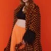 JAYLEY Faux Fur Checkered Orange Bag