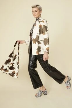 JAYLEY Faux Fur Cow Print Shoulder Bag