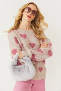 JAYLEY Faux Fur Jodie Bag In Light Grey -Deals Plain Midis Store jayley faux fur jodie bag in light grey p12344 84822 image