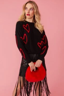 JAYLEY Faux Fur Jodie Bag In Red -Deals Plain Midis Store jayley faux fur jodie bag in red p11554 80584 image