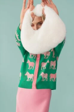 JAYLEY Faux Fur Jodie Bag In White