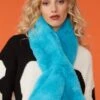 JAYLEY Faux Fur Scarf In Cobalt Blue