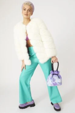 JAYLEY Faux Fur Tie Dye Drawstring Bag