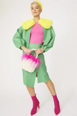 JAYLEY Faux Leather Midi Skirt -Deals Plain Midis Store jayley faux leather midi skirt p13479 91222 image