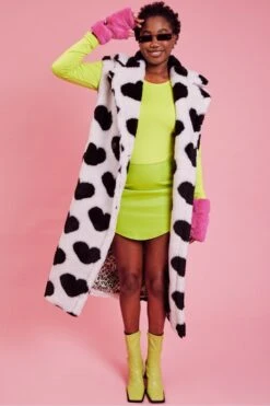 JAYLEY Faux Shearling Long Love Heart Gilet