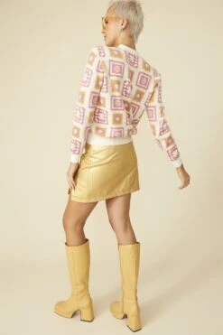 JAYLEY Gold Faux Leather Mini Skirt -Deals Plain Midis Store jayley gold faux leather mini skirt p12395 91412 image