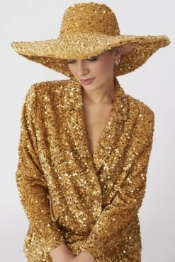 JAYLEY Gold Sequin Handmade Flapper Hat