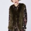 JAYLEY Green Cashmere Blend Faux Fur Gilet