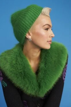 JAYLEY Green Cashmere Blend Gigi Beanie Hat