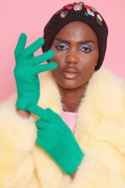 JAYLEY Green Cashmere Blend Gloves