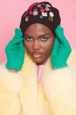 JAYLEY Green Cashmere Blend Gloves -Deals Plain Midis Store jayley green cashmere blend gloves p13766 93205 image