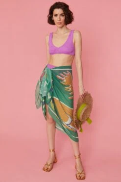 JAYLEY Green Cashmere Blend Wrap Sarong