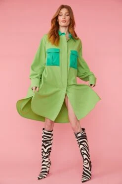 JAYLEY Green Kate Shirt Dress -Deals Plain Midis Store jayley green kate shirt dress p12203 84182 image