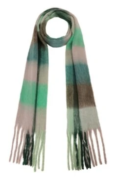 JAYLEY Green Multi Check Cashmere Blend Scarf