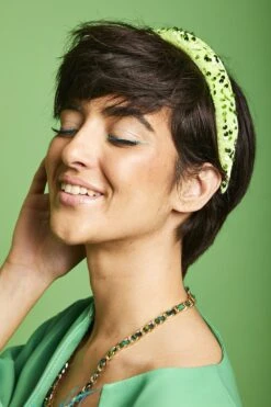 JAYLEY Green Padded Sequin Headband