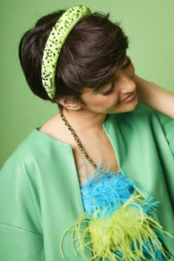 JAYLEY Green Padded Sequin Headband -Deals Plain Midis Store jayley green padded sequin headband p13514 91581 image