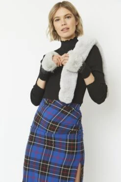 JAYLEY Grey Faux Fur Fingerless Gloves -Deals Plain Midis Store jayley grey faux fur fingerless gloves p4805 62161 image