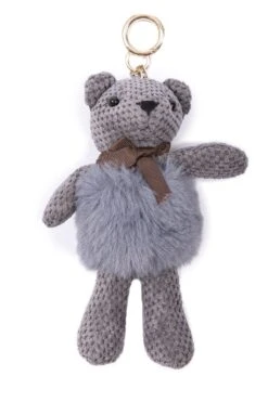 JAYLEY Grey Faux Fur Teddy Bear