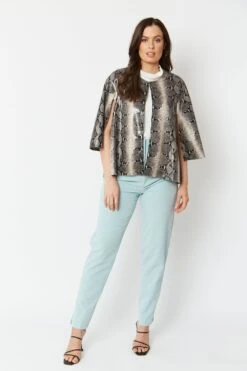 JAYLEY Grey Snake Print Faux Suede Cape -Deals Plain Midis Store jayley grey snake print faux suede cape p6521 71524 image