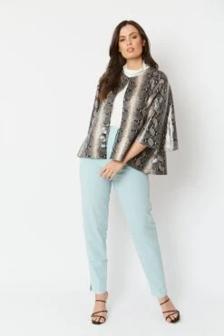 JAYLEY Grey Snake Print Faux Suede Cape -Deals Plain Midis Store jayley grey snake print faux suede cape p6521 71525 image