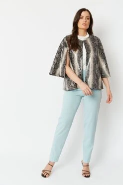 JAYLEY Grey Snake Print Faux Suede Cape -Deals Plain Midis Store jayley grey snake print faux suede cape p6521 71526 image