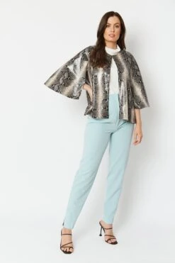 JAYLEY Grey Snake Print Faux Suede Cape -Deals Plain Midis Store jayley grey snake print faux suede cape p6521 71527 image