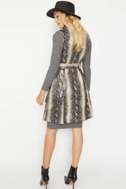 JAYLEY Grey Snake Print Faux Suede Waistcoat -Deals Plain Midis Store jayley grey snake print faux suede waistcoat p6529 71570 image