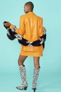 JAYLEY Handcraft Faux Fur Chain Scarf In Zebra Print -Deals Plain Midis Store jayley handcraft faux fur chain scarf in zebra print p12674 85841 image