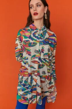 JAYLEY Havanna Silk Blend Shirt Dress