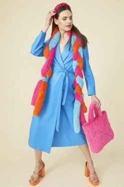 JAYLEY Hot Pink Faux Fur Diamond Stitch Tote Bag