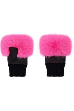 JAYLEY Hot Pink Faux Fur Fingerless Gloves
