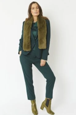 JAYLEY Khaki Faux Fur Scarf -Deals Plain Midis Store jayley khaki faux fur scarf p4696 61633 image