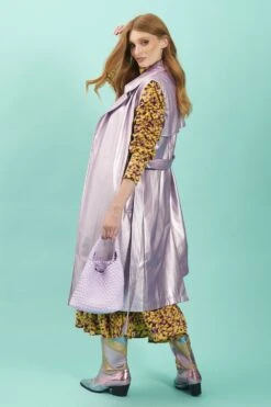 JAYLEY Lilac Faux Suede Metallic Maxi Gilet -Deals Plain Midis Store jayley lilac faux suede metallic maxi gilet p12746 86330 image