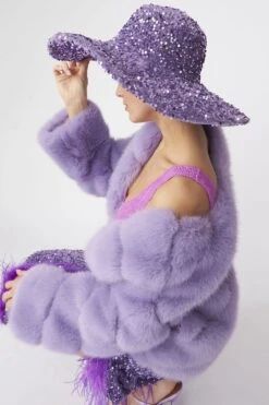 JAYLEY Lilac Sequin Handmade Flapper Hat