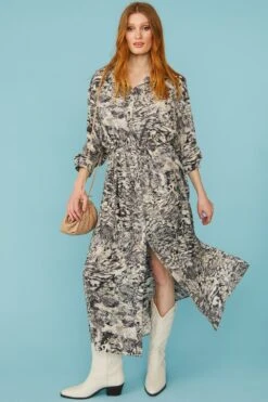New Products -Deals Plain Midis Store jayley maxi grey silk blend snake print dress p11853 82711 image