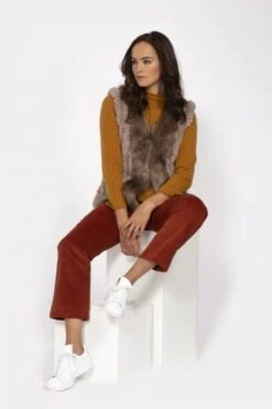 JAYLEY Mocha Cashmere Blend Faux Fur Gilet
