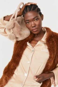 JAYLEY Mocha Faux Fur Bag