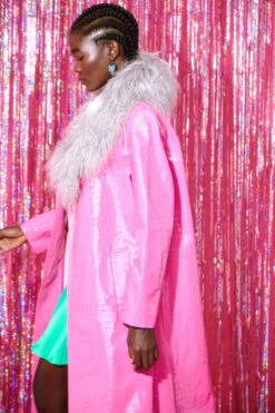 JAYLEY Mongolian Fur Collar In Grey -Deals Plain Midis Store jayley mongolian fur collar in grey p11131 77925 image