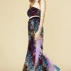 JAYLEY Multi Coloured Sequin Midi Skirt With Duel Feather Split