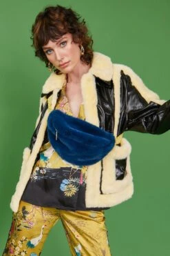 JAYLEY Navy Faux Fur Bum Bag -Deals Plain Midis Store jayley navy faux fur bum bag p7456 74964 image