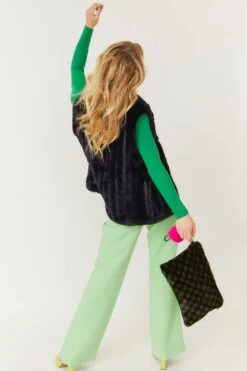 JAYLEY Navy Faux Fur Gilet -Deals Plain Midis Store jayley navy faux fur gilet p3680 78207 image