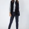 JAYLEY Navy Hand Knitted Faux Fur Gilet