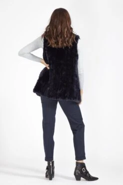 JAYLEY Navy Hand Knitted Faux Fur Gilet -Deals Plain Midis Store jayley navy hand knitted faux fur gilet p3973 58758 image