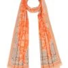 JAYLEY Orange Abstract Cashmere Blend Wrap